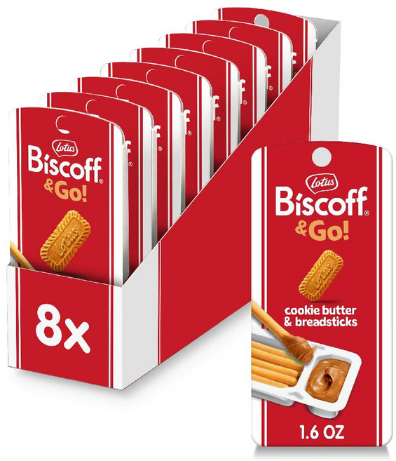 로투스 비스코프 앤 고 쿠키 버터 브레드스틱 수입과자 Lotus Biscoff GO 8팩, 45g, 8개