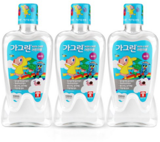 가그린 어린이용 구강청결제 풍선껌향, 550ml, 5개