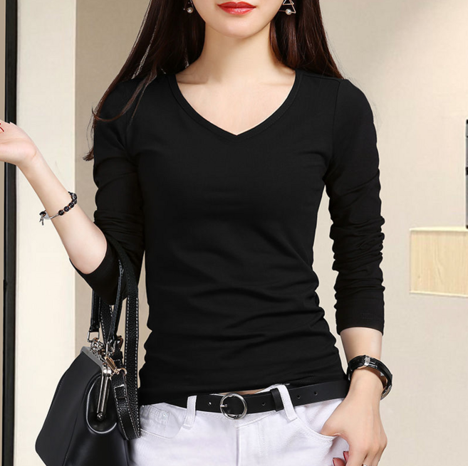 일월전빵 봄 가을 사계절 간절기 여성용 슬림핏 무지 이너 긴팔티셔츠 B-C025S