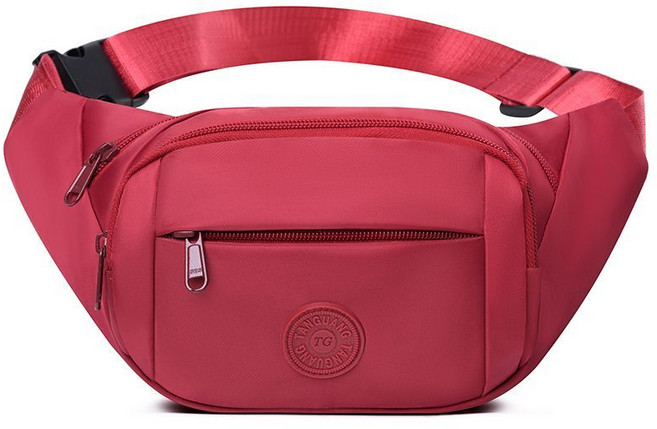 多功能時尚腰包，戶外跑步運動媽媽女士腰袋, 1個, 酒紅色
