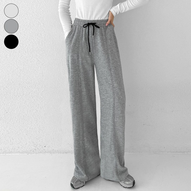 바비팩토리 여성용 롱&숏 스티치 트레이닝 일자와이드 팬츠 키작녀 키큰녀 바지