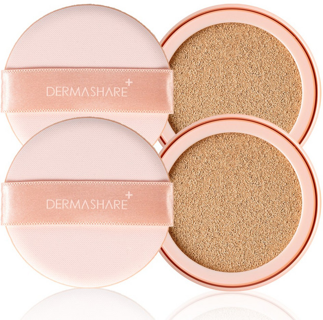 더마쉐어 비건 광채 글로우 롱래스팅 에어 픽싱 커버 쿠션 팩트 리필, 23호 리필 2개, 2개