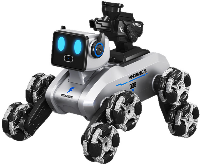 RC 로봇강아지 스마트 강아지 로봇 촬영하다 발포 다기능, 은색+카메라+리모컨 핸들+시계