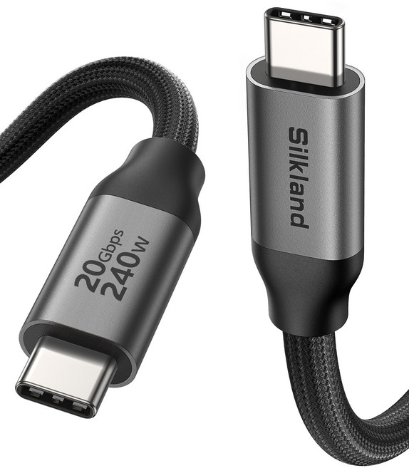 실크랜드 USB4.0 케이블 C타입-C타입 USB-if 인증 썬더볼트3/4 호환 240W 40Gbps 고속충전 데이터 케이블, 1개, 블랙, 5m