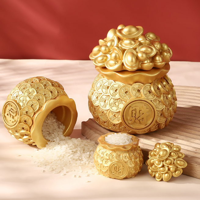 뚱보 현관 황금 소금 단지 재물운 상승 항아리, 황금 소금단지