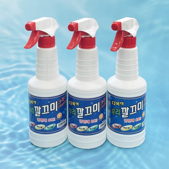 3개 초강력 다목적 세정제 깔끄미 크리너 본품600ml 리필1000ml 찌든때제거 기름때제거 렌지후드청소 묵은때제거, 1L
