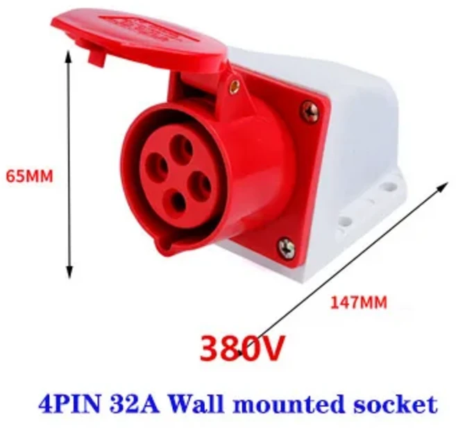 IP44 산업용 플러그 및 소켓 방수 커넥터 3PIN 4PIN 5PIN 16A/32A 방수 전기 연결 벽 장착 소켓, 02 32A 4P