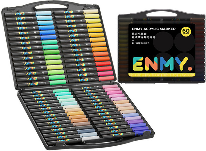 ENMy 恩米 丙烯麥克筆 套裝 美術繪圖專用 多材質適用 色彩鮮豔, 60色, 1箱