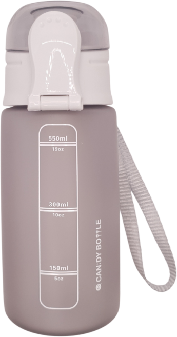 캔디보틀 트라이탄 어린이 물통 이중잠금 원터치 스트럽 물병 550ml, 1개, 스톤블랙