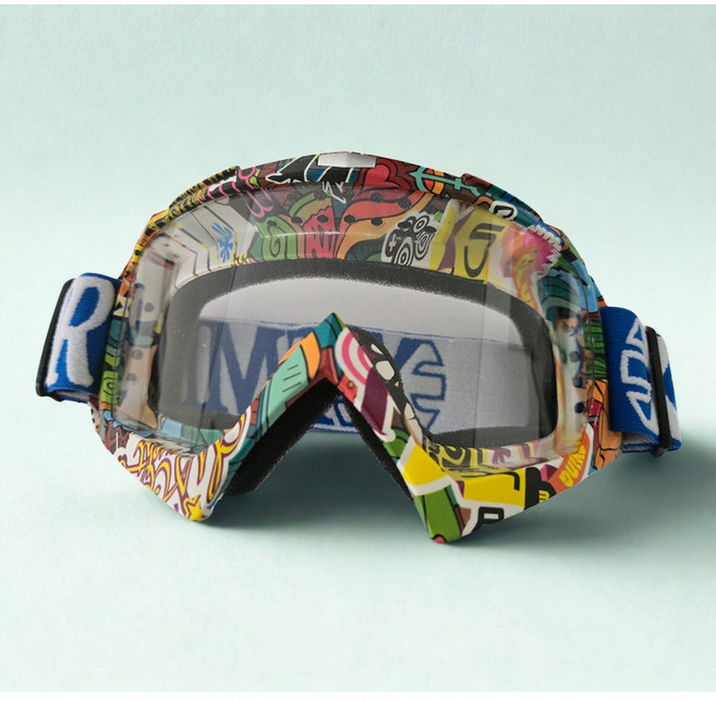 아트 그래피티 스키 스노우 오토바이 바이크 워터밤 방풍 UV400 고글, 1개, 투명A