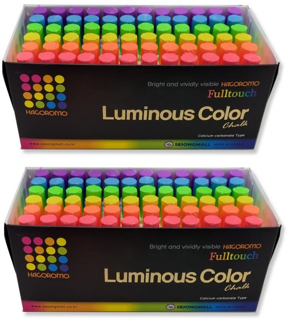 하고로모 분필 72개 세트 백색 3색 5색, 형광 6색 혼합 2박스