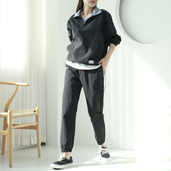 [순이야] J.여성 와샤 스트라이프 배색 아노락 세트