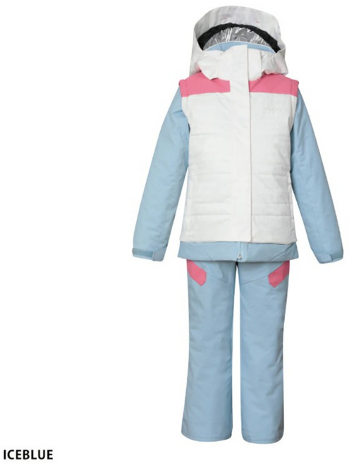 피닉스 주니어 스키복 키즈 어린이 보드복 투피스 상하세트 크리스탈 플라워 일본발송