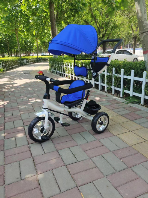 DIU 新款兒童三輪腳踏車 小孩自行車 嬰幼兒手推車寶寶三輪車, 1個, 寶藍色:如圖