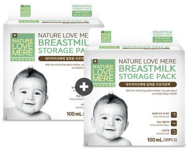모유저장팩 100ml 30매 1팩 + 1팩, 2개