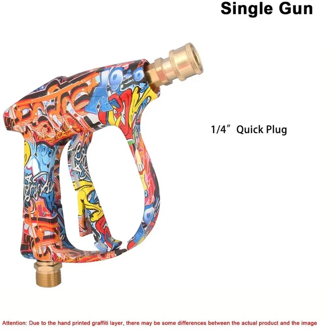 4350PSI 고압 물총 그래피티 디자인 1L 폼 스프레이 건 고무 베이스가 있는 1/4" 퀵 노즐 세트, 02 D