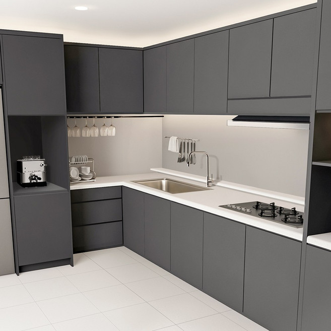 [국내생산] 큐브프레임 싱크대문짝 교체 씽크대 도어 제작 LPM, 아칸그레이무광