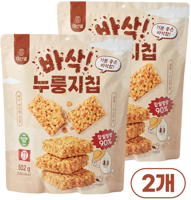 이선별 누룽지칩 고소한맛 탕비실 사무실간식 대용량(개별포장), 502g, 2개