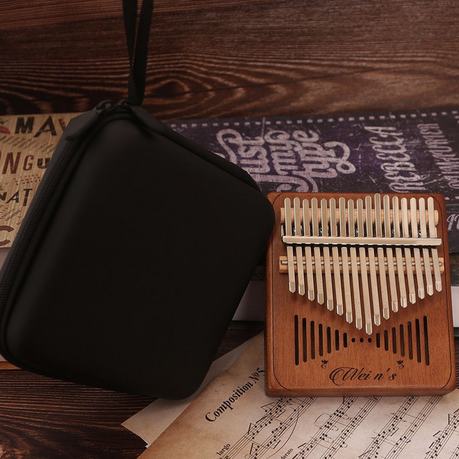 卡林巴拇指琴 17音 21音 初學者 古風 學生 手指鋼琴樂器, 1個, 17音復古風+高端版琴盒