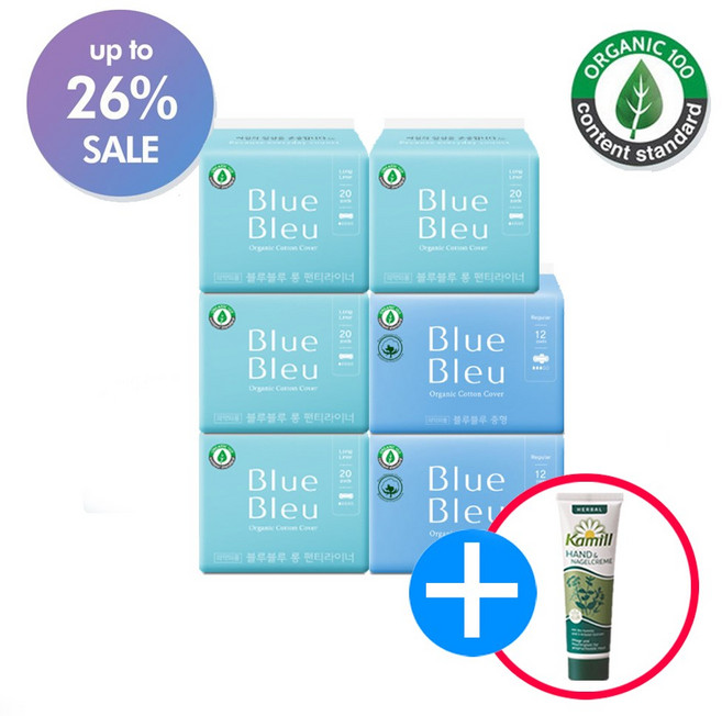 블루블루 유기농 생리대 라이너4팩 중형2팩(사은품증정), 6개, 1개입