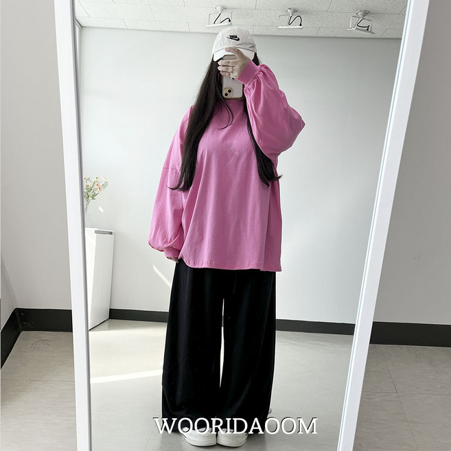 (99-160) 왁티 빅빅사이즈 엄청 큰 긴팔 티셔츠 박스티 봄 가을 간절기 9XL