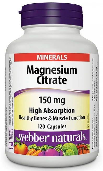 Webber Naturals 구연산 마그네슘 영양제 Magnesium 150mg 120정, 1개 - 쿠팡
