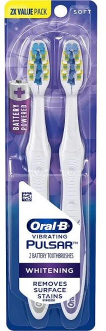 여행용 칫솔 전동칫솔 자동 OralB 펄사 배터리 구동 3D 화이트 어드밴스드 비비드 소프트 트윈 팩 여행 품(색상은 다 수 있음), Multicolor_2 Count (Pack of 1) - 쿠팡