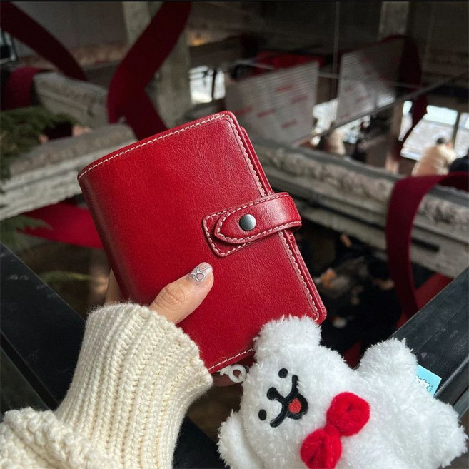 M5 다이어리 미니 지갑 5공 바인더 콜렉트북 현금 포켓 챌린지 월렛 커버, 무지속지60장, 레드