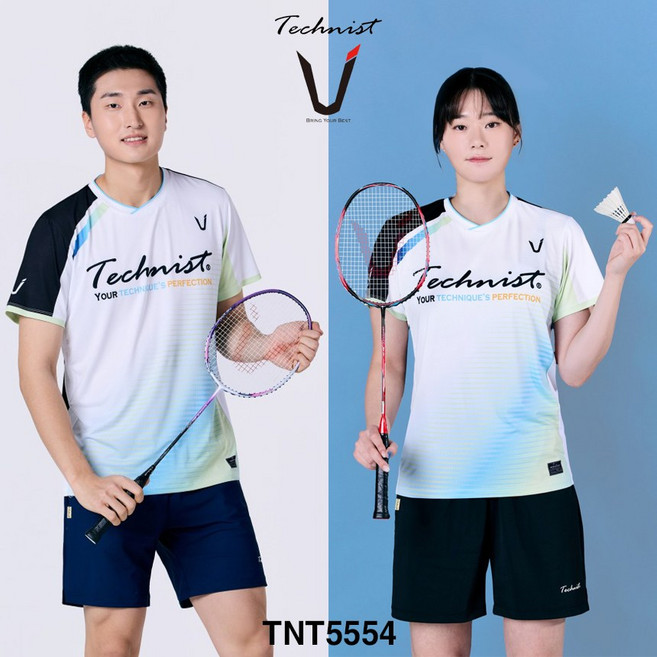 테크니스트 배드민턴 남성 여성 티셔츠 반팔 상의 화이트 그린 블랙 TNT5554