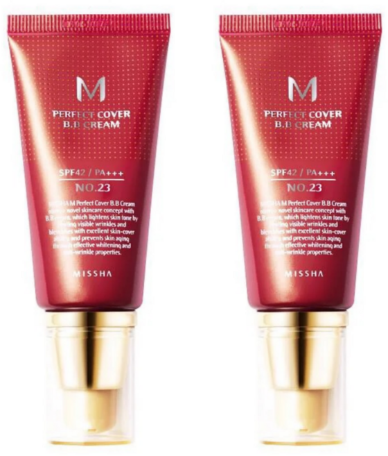 미샤 M 퍼펙트 커버 비비크림, 23호 자연스러운베이지, 50ml, 2개