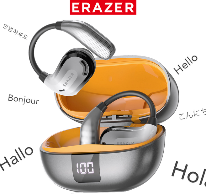 ERAZER XT66PRO 완전 무선 블루투스 이어폰 134개 언어 AI 번역 지원 OWS 베이스 스포츠 이어폰, 그라데이션 건메탈, AI 버전
