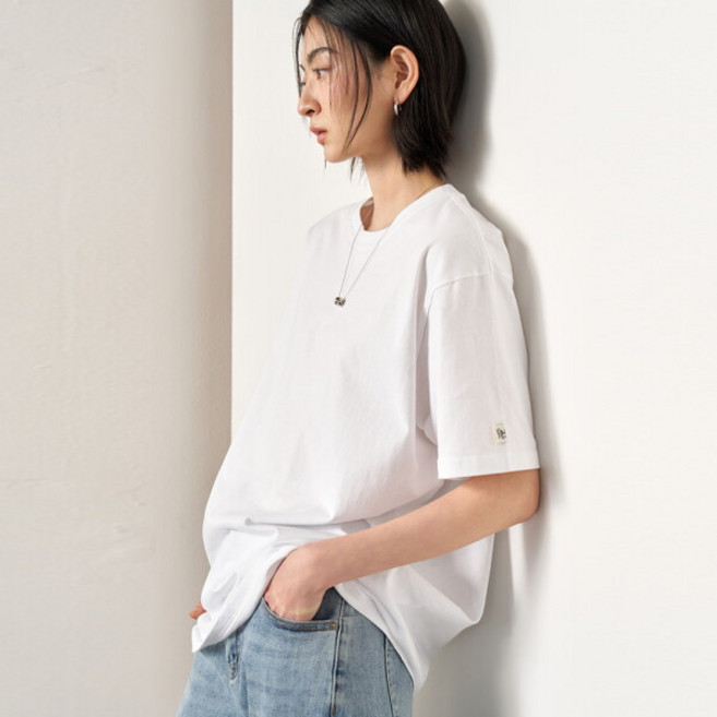 [제너럴아이디어] UNISEX 데일리 코튼 반팔티 [WHITE] / SBE2U01007-WOMAN