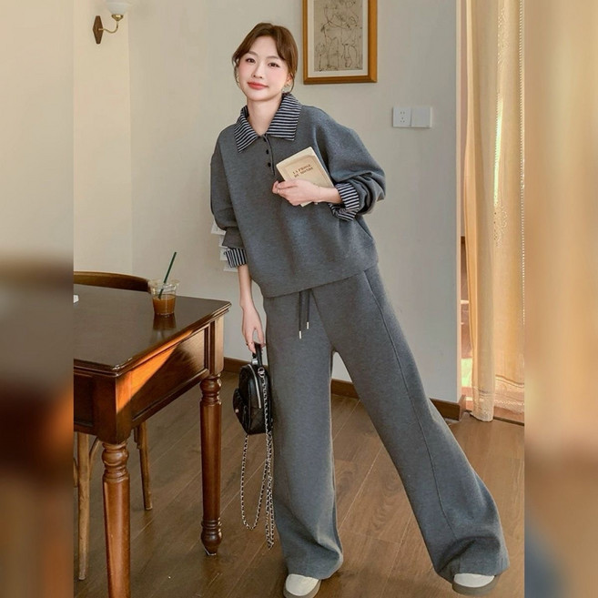 루스리더 여성 캐주얼 카라넥 데일리 상하세트 EZ65