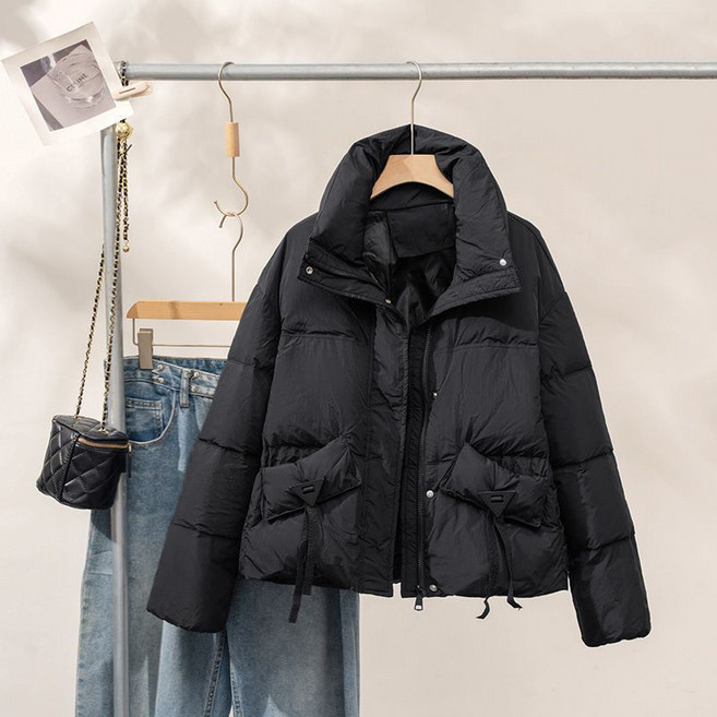 여성용 하이넥 숏 패딩 점퍼 오버핏 아우터 슬림소녀