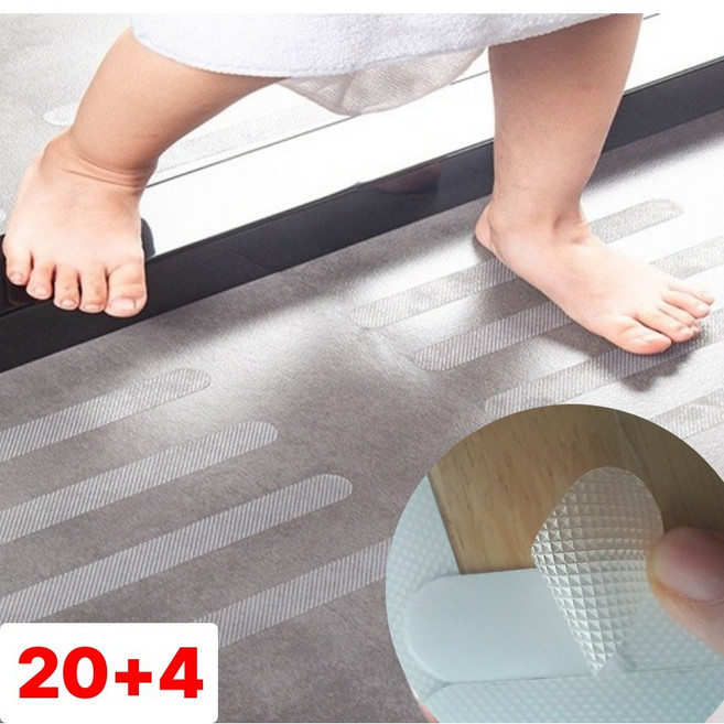 데이레오 안전한 미끄럼방지스티커 24P 투명 논슬립 패드 바닥 안전테이프 욕실 계단, 화이트, 1개