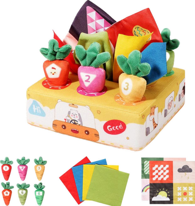 撕不爛紙巾盒 毛絨玩具 早教益智玩具 (台灣現貨), 【升級版二合一】小熊蘿蔔抽紙, 1個