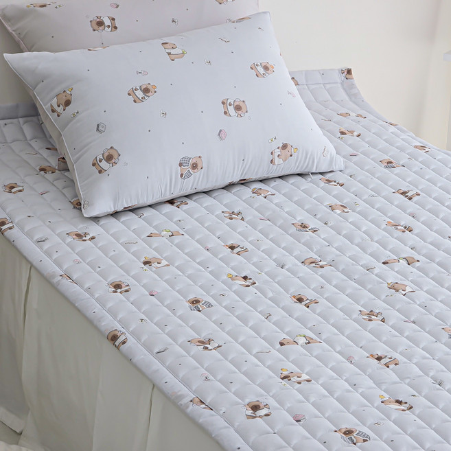 품에침장 귀여운 카피바라 텐셀 모달 100% 침대패드 [국내산], 블루