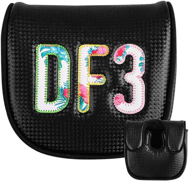 지칸디 말렛 퍼터 커버 반달형 자석 골프채커버 헤드커버, 1개, 검정색