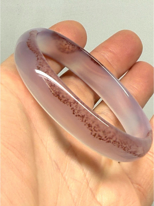 天然冰種荔枝凍紫羅蘭飄硃砂玉髓手鐲 54.2mm, 1個