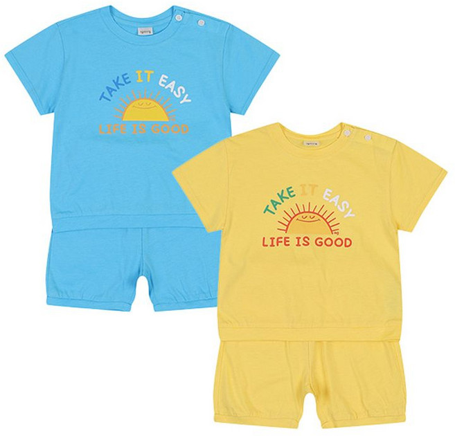 아가방 하퍼써니반팔4부상하 BLUE YELLOW 01S353005