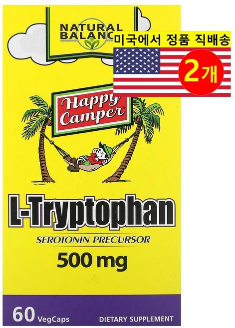 Natural Balance L-트립토판 500mg L-Tryptophan, 2개, 60정 - 쿠팡