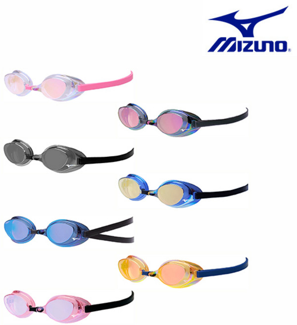 미즈노 엑셀아이 레이싱 미러 수경 N3JEB851, 53오렌지X루비, 1개