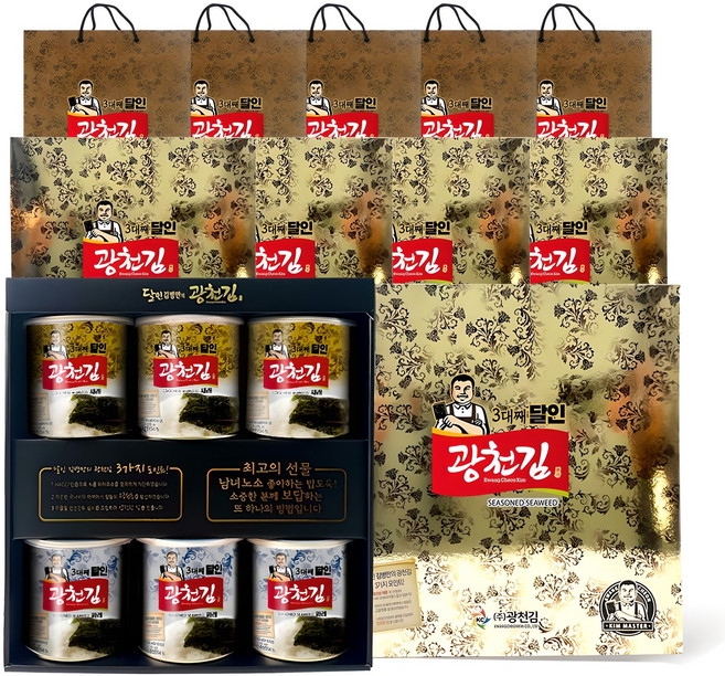 광천김 3대째 달인 캔김 혼합 선물세트 12호, 5세트