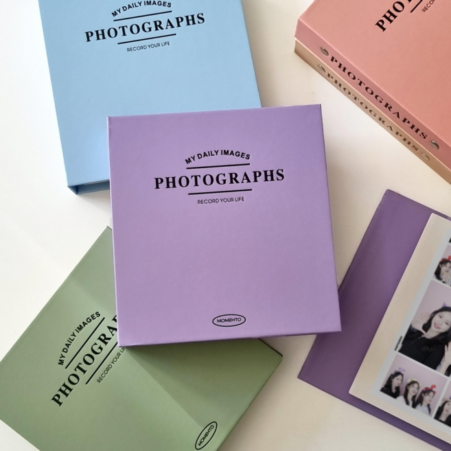 진짜 대용량 샤샤벨 네컷 사진 앨범 접착식 포토북 스크랩북 50매 100페이지, 퍼플