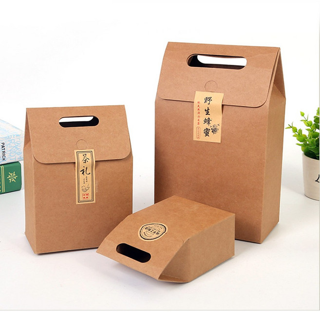 크리에잇투 무지 크라프트 손잡이 핸들 선물상자 10개묶음, 중