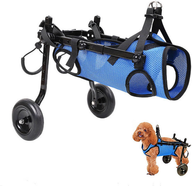 강아지 고양이 반려동물 휠체어 버클 찍찍이 밸크로 길이조절 높이조절, 1개, 블루 하네스