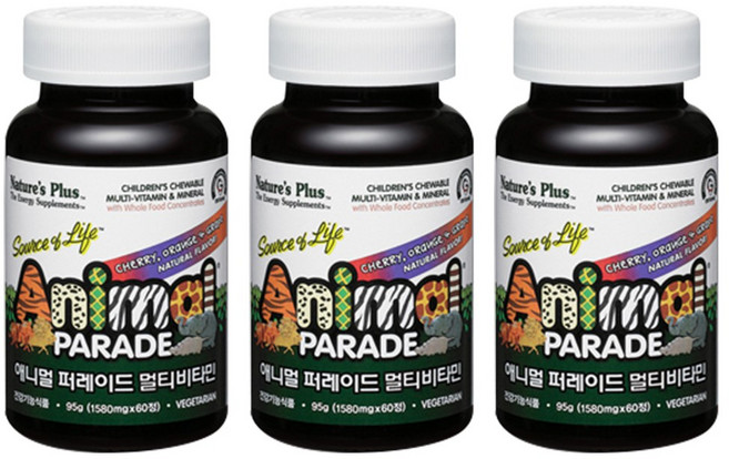 2+1 애니멀퍼레이드 멀티비타민 / 성장기어린이 어린이종합영양제, 3개, 3개, 60정