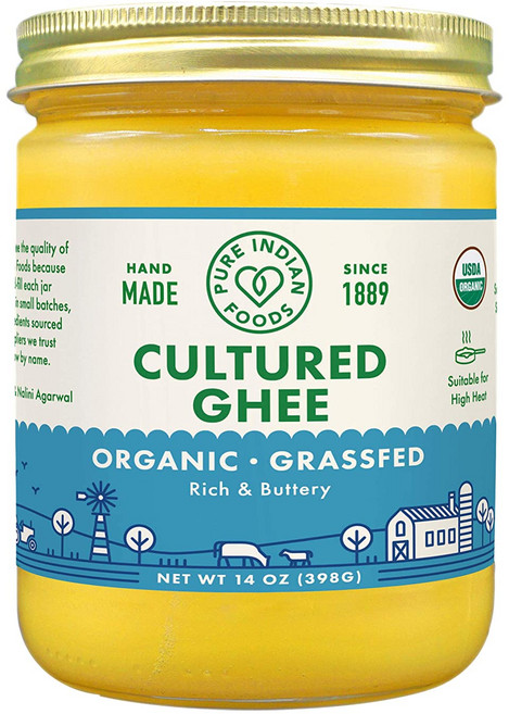 퓨어인디안푸즈 그래스-페드 앤 컬처드 기 글루텐 프리, 398g, 1개