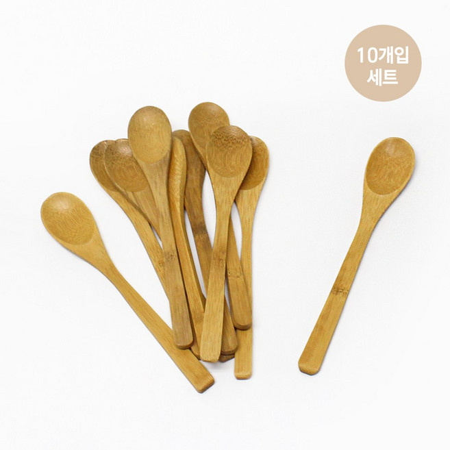 대나무 티스푼 16cm 10개입 ( 차스푼 나무 커피 푸딩 소스 스푼 원목 숟가락 다용도 카페 우드 수저 ), 1개