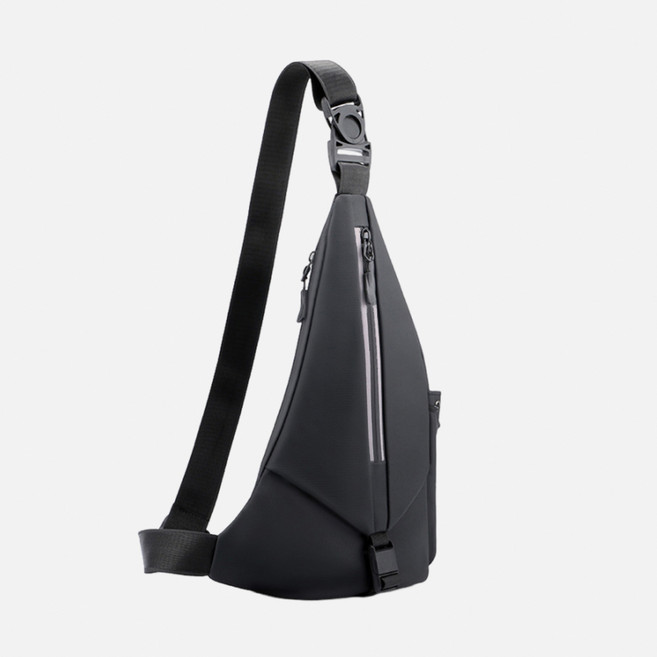 防潑水 機能胸包 安全反光條 多功能貼身側背包, 紳士黑, 1個
